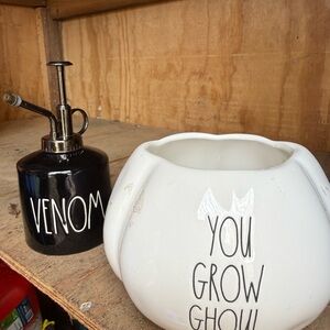 Rae Dunn Black and White Planter and Mister Set